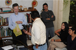 Dr. Nicholas Hellmuth and FLAAR staff in a holiday season social activity