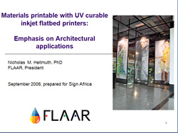 Materials printable with UV curable Inkjet flatbed printers